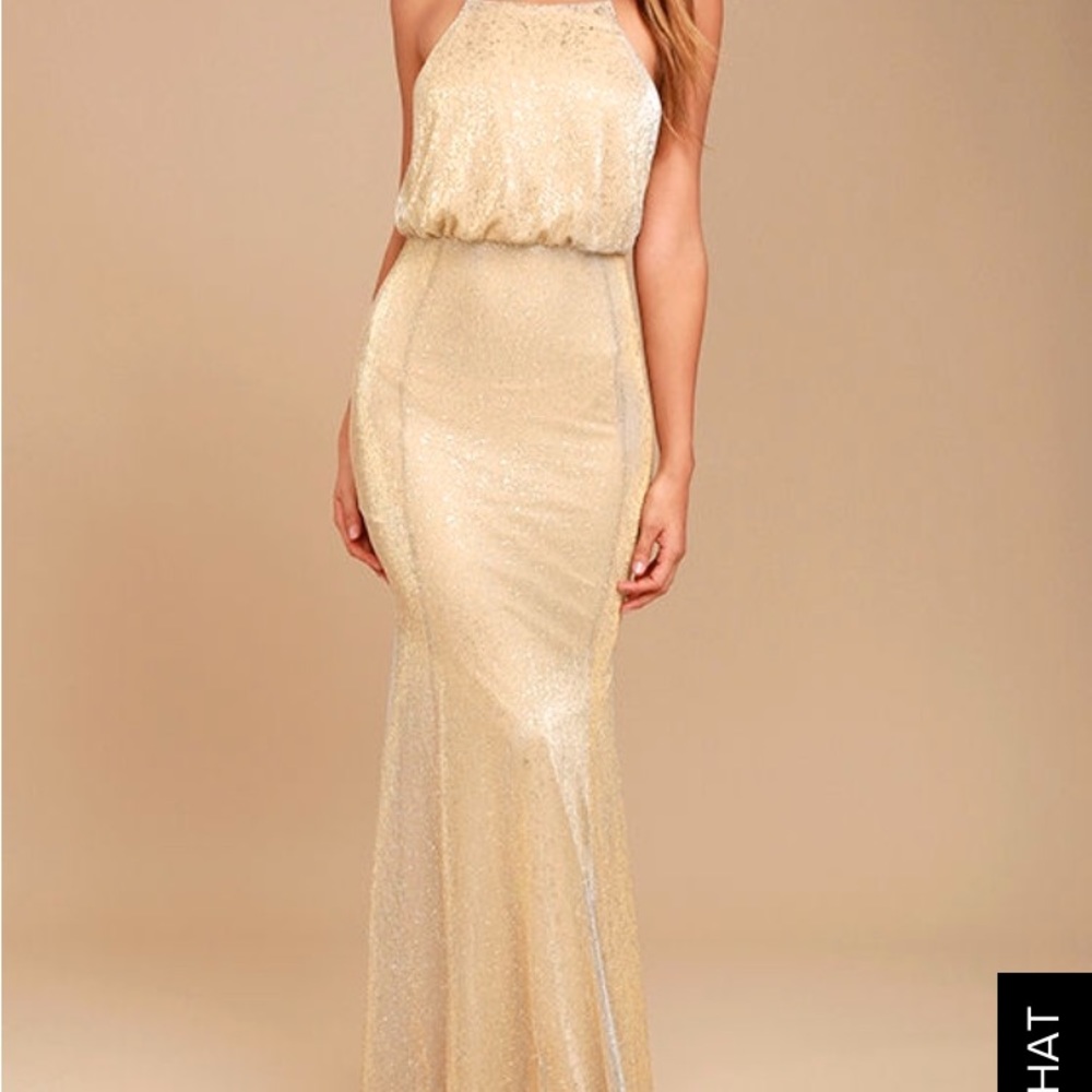 Sparkle and shimmer in the Shine On Gold Maxi Dress!